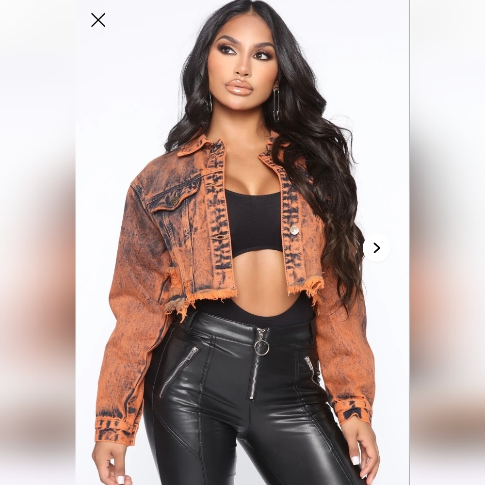 Fashion Nova- Ride With Me Acid Wash Denim Jacket- W Sz Medium